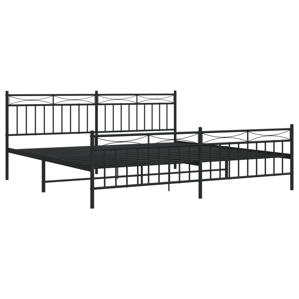 Metal Bed Frame without Mattress with Footboard Black 76"x79.9"