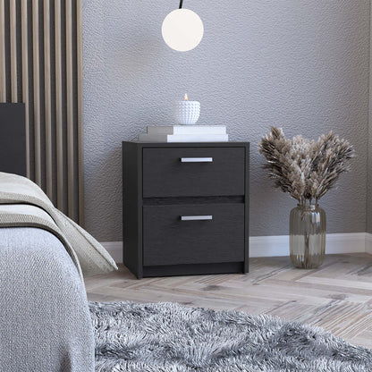 19" Black Two Drawer Nightstand