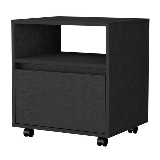 21" Black One Drawer Nightstand With Integrated Tech