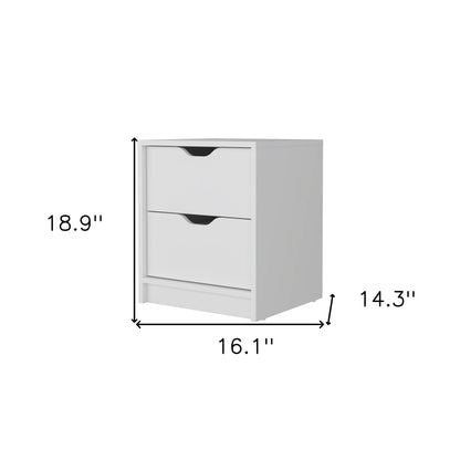 19" White Two Drawer Nightstand With Integrated Tech