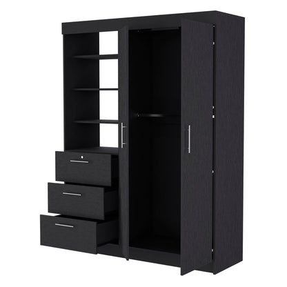 59" Black Accent Cabinet Soft Close With Three Shelves And One Drawer