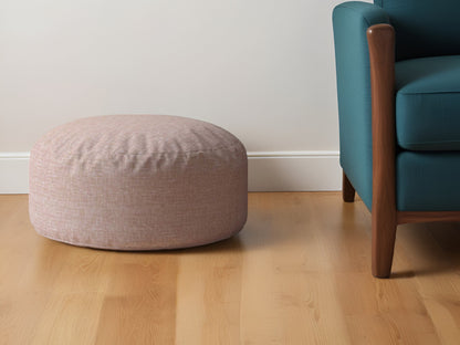 24" Pink Cotton Round Pouf Ottoman