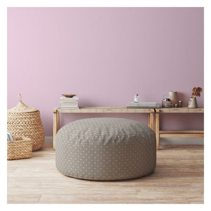 24" Gray Cotton Round Polka Dots Pouf Ottoman