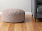 24" Pink Canvas Round Geometric Pouf Ottoman