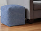 17" Blue and White Canvas Polka Dots Pouf Ottoman