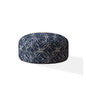 24" Blue and White Canvas Round Damask Pouf Ottoman