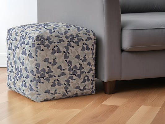 17" Beige Cotton Turtle Pouf Ottoman