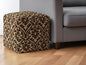 17" Brown Cotton Damask Pouf Ottoman