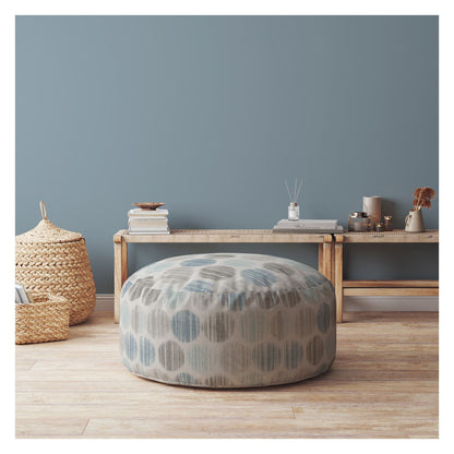 24" Blue Cotton Round Polka Dots Pouf Cover