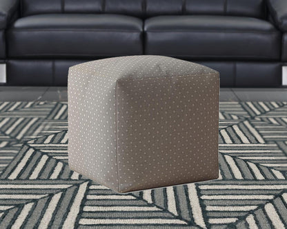 17" Gray Cotton Polka Dots Pouf Cover