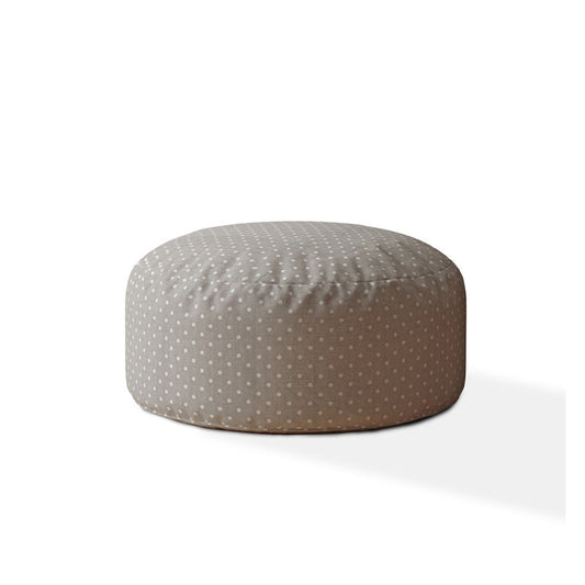 24" Gray Cotton Round Polka Dots Pouf Cover