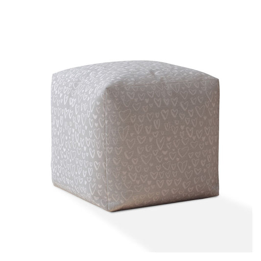 17" Gray Cotton Abstract Pouf Cover