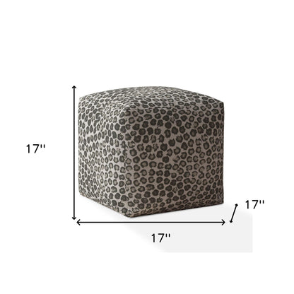 17" Beige Cotton Abstract Pouf Cover