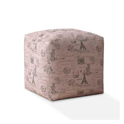 17" Pink Twill Paris Pouf Cover