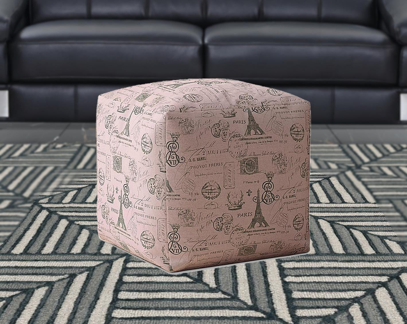 17" Pink Twill Paris Pouf Cover