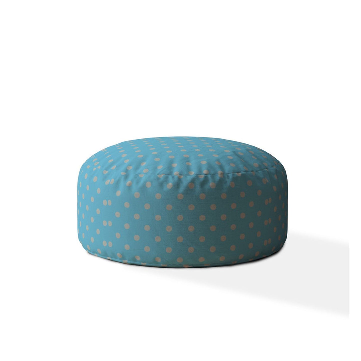 24" Blue And Gray Cotton Round Polka Dots Pouf Cover