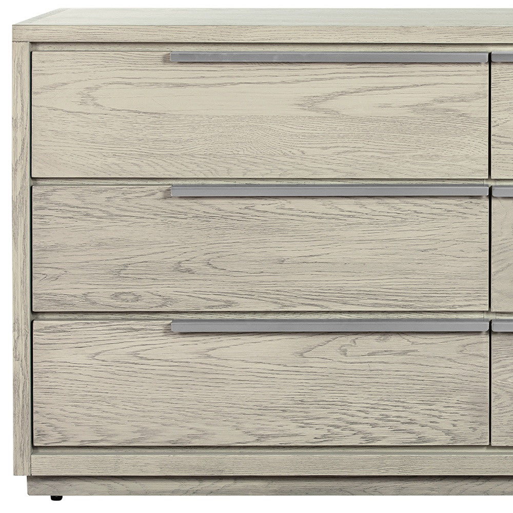 63" Gray Solid Wood Six Drawer Double Dresser