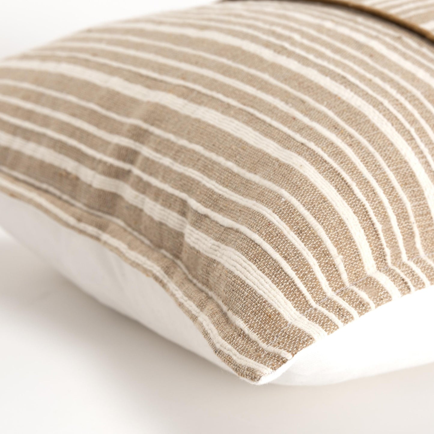 20" Natural and Ivory Striped Cotton Throw Pillow