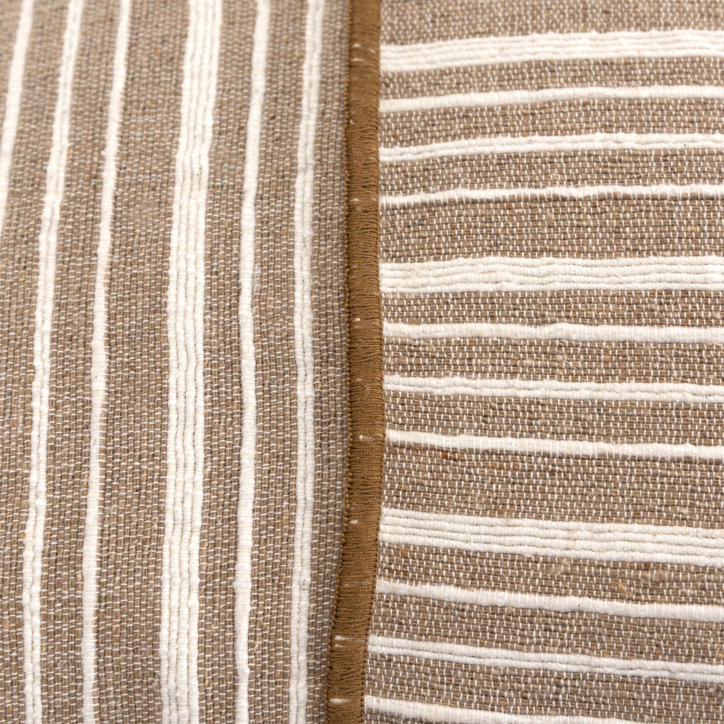 20" Natural and Ivory Striped Cotton Throw Pillow