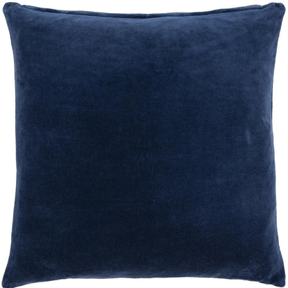 22" Blue Cotton Blend Throw Pillow