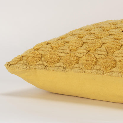 20" Yellow Cotton Throw Pillow With Texture