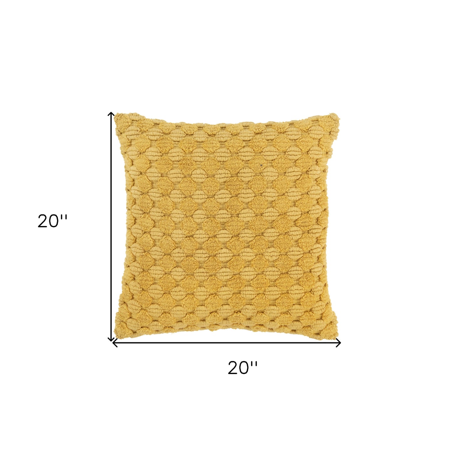 20" Yellow Cotton Throw Pillow With Texture