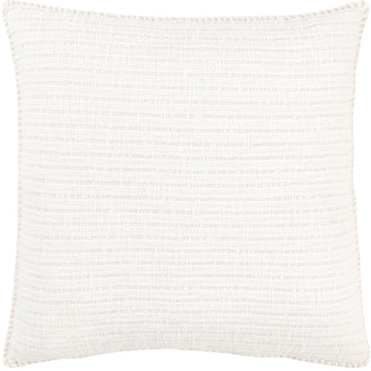 22" White Striped Cotton Throw Pillow