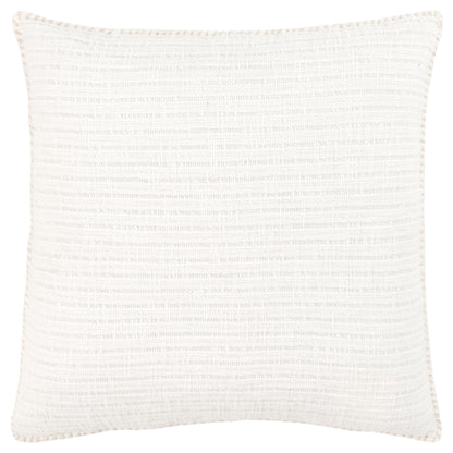 22" White Striped Cotton Throw Pillow