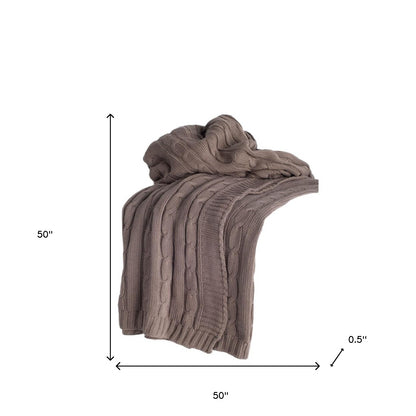 Brown Knitted 100% Cotton Throw Blanket