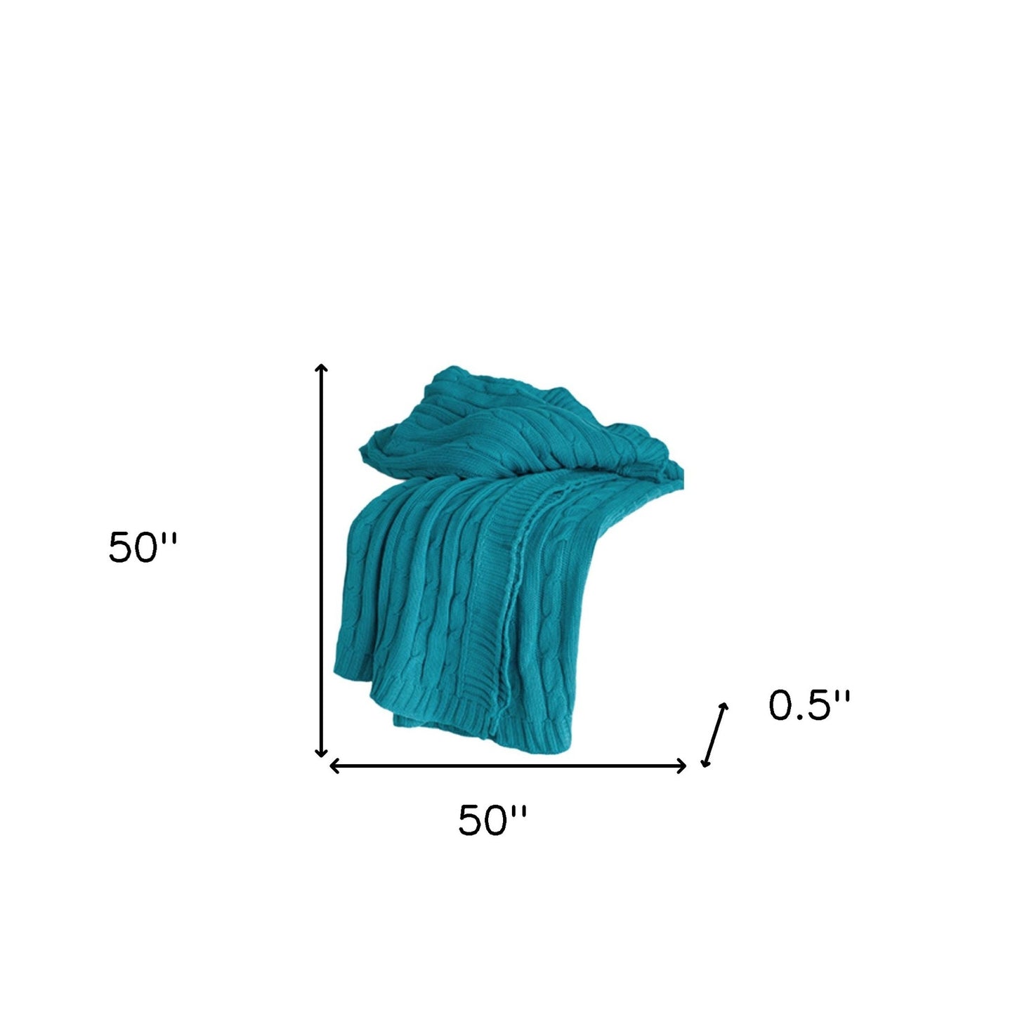 Teal Blue Knitted 100% Cotton Throw Blanket