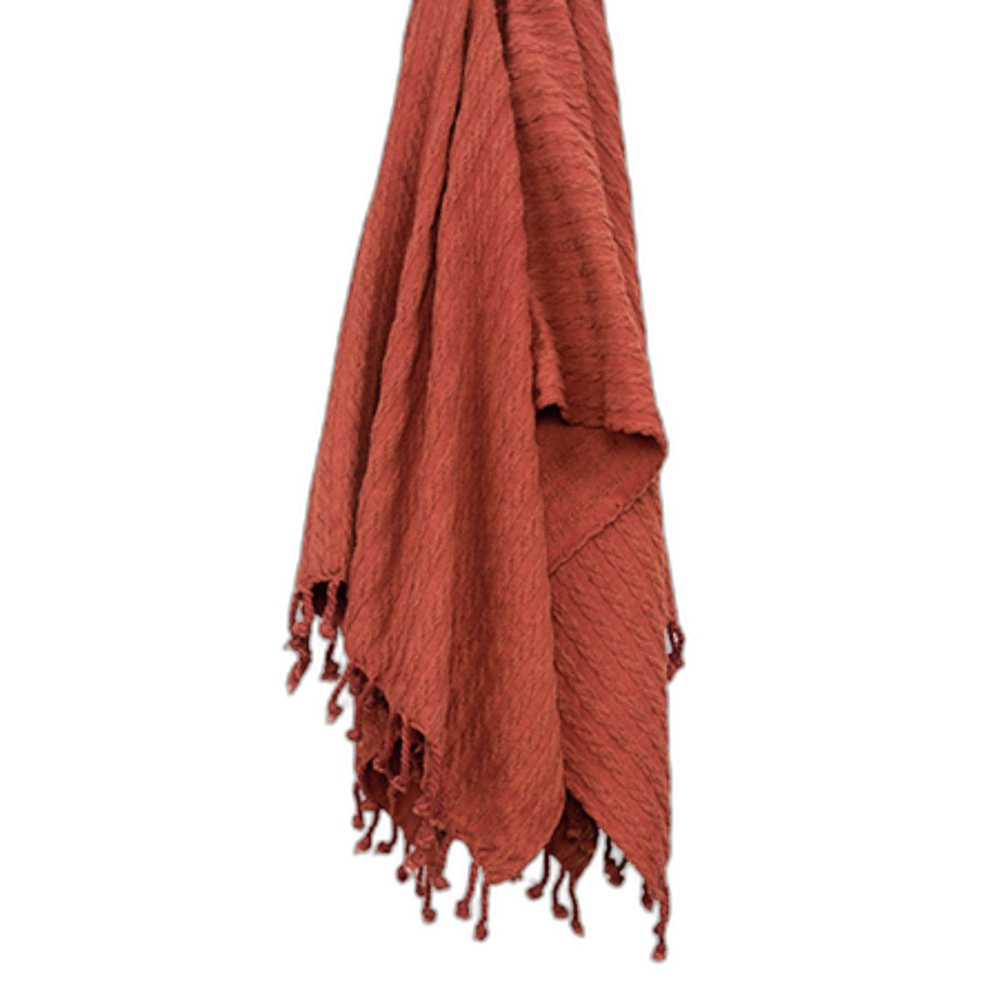 Burnt Orange Knitted 100% Cotton Throw Blanket