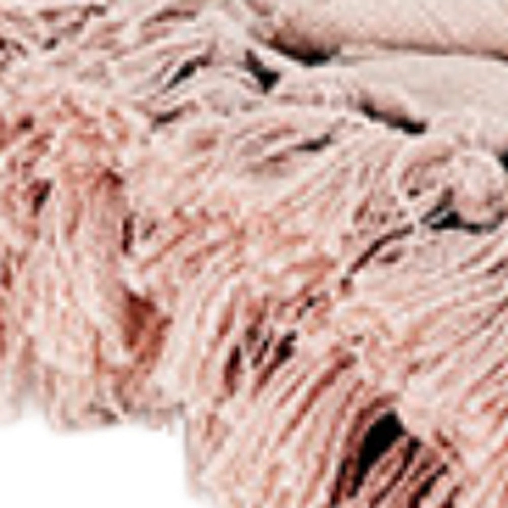 Blush Woven 100% Woven Textured Cotton Floral Throw Blanket