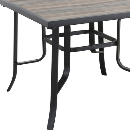 35" Brown and Black Square Metal Outdoor Dining Table