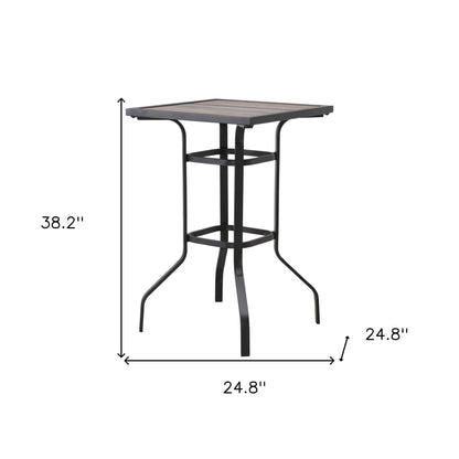 25" Brown and Black Square Metal Outdoor Bistro Table