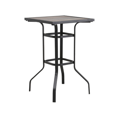 25" Brown and Black Square Metal Outdoor Bistro Table