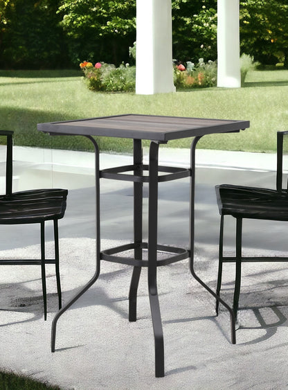 25" Brown and Black Square Metal Outdoor Bistro Table