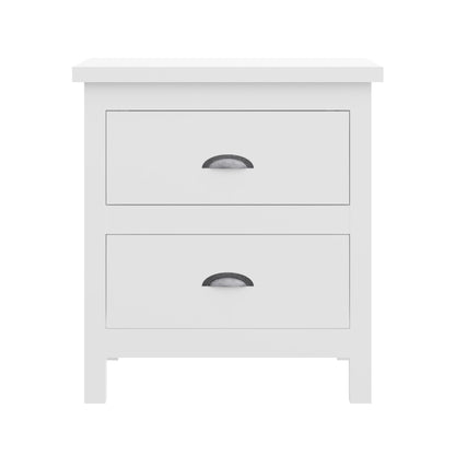 20" White Two Drawer Nightstand With Solid Wood Top