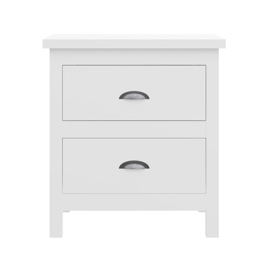 20" White Two Drawer Nightstand With Solid Wood Top