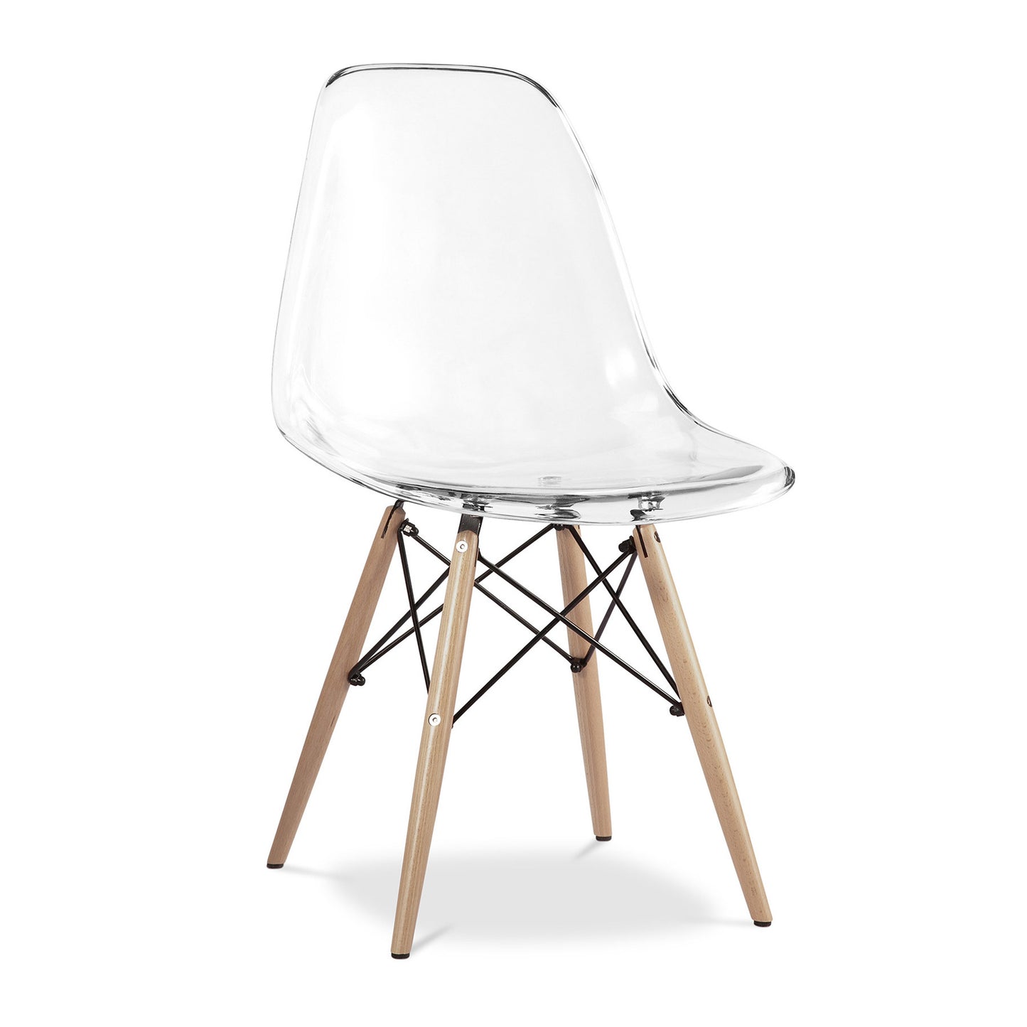 Clear And Natural Heavy Duty Plastic And Wood Dining Side Chair