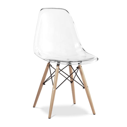 Clear And Natural Heavy Duty Plastic And Wood Dining Side Chair