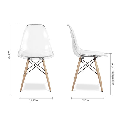 Clear And Natural Heavy Duty Plastic And Wood Dining Side Chair