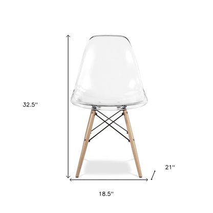 Clear And Natural Heavy Duty Plastic And Wood Dining Side Chair