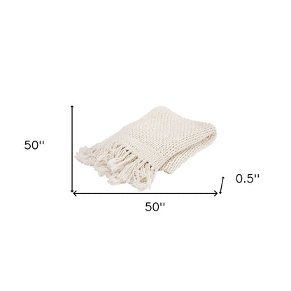 White Woven 100% Cotton Throw Blanket