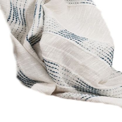 Gray Woven Cotton Throw Blanket with Fringe