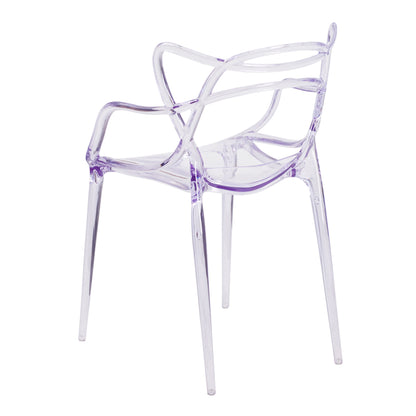 Clear Acrylic Open Back Dining Arm Chair