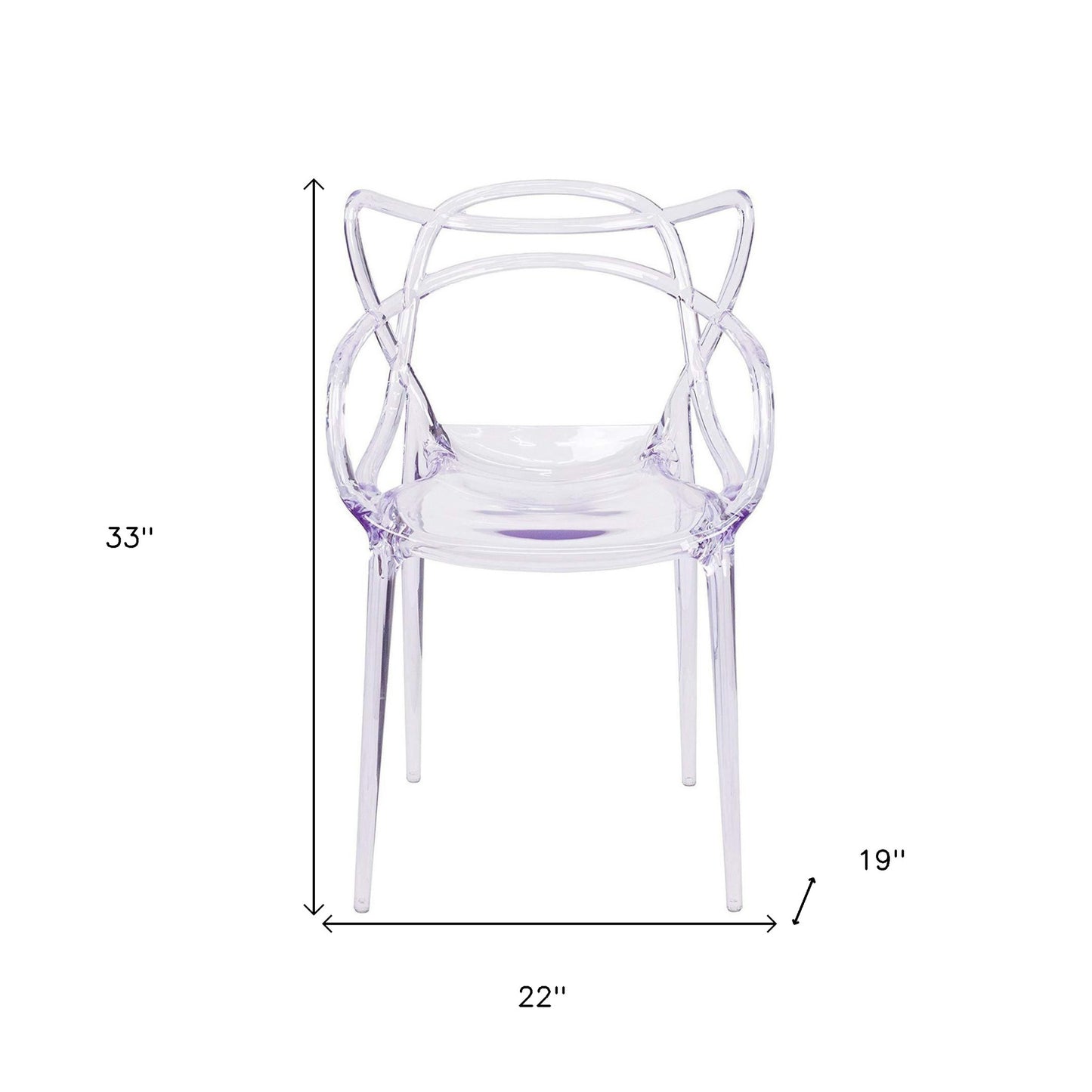 Clear Acrylic Open Back Dining Arm Chair