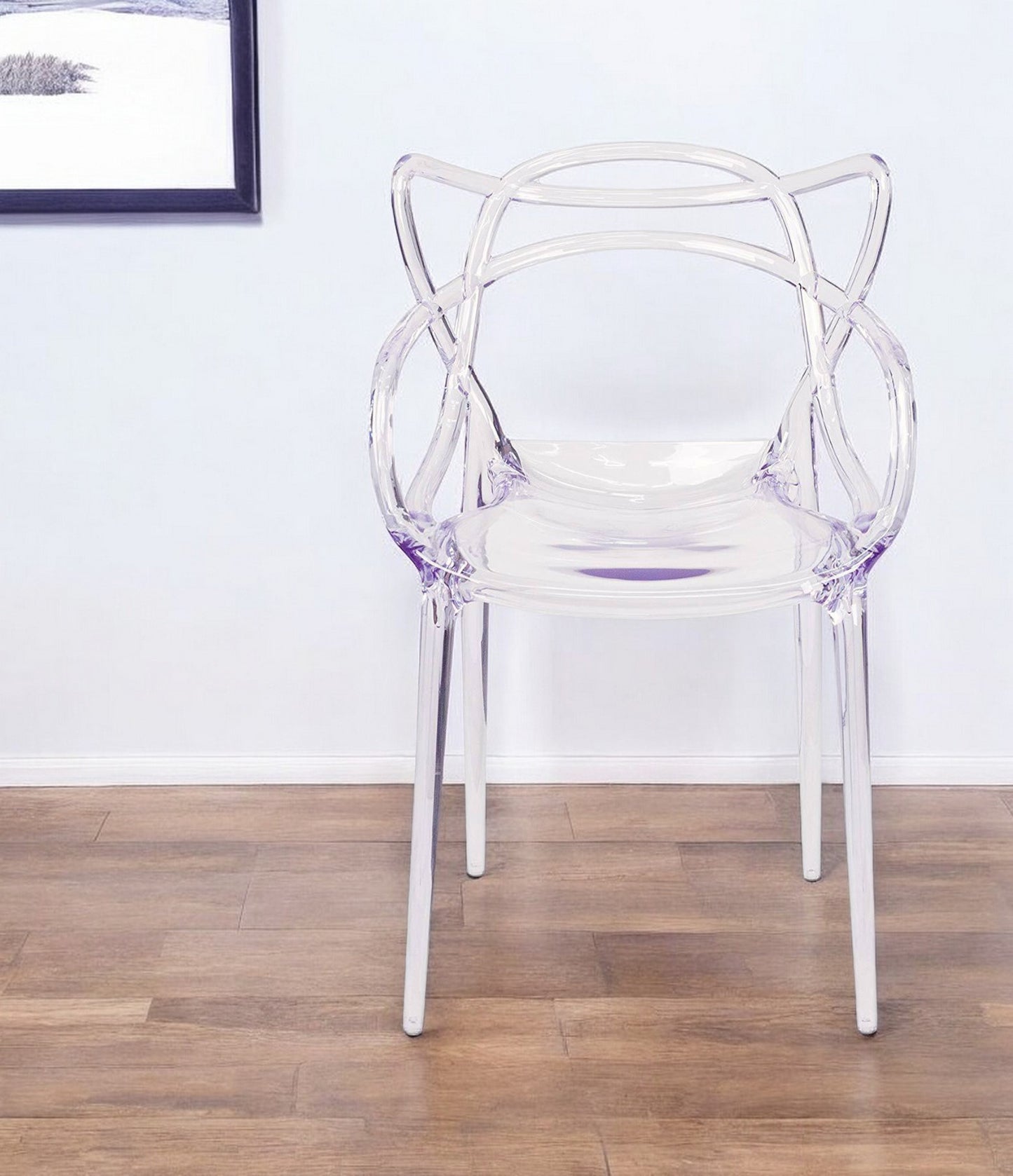 Clear Acrylic Open Back Dining Arm Chair