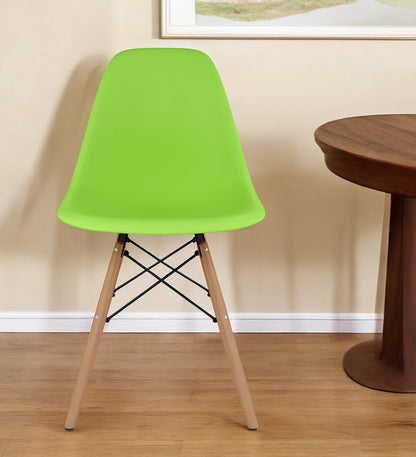 Green And Natural Heavy Duty Plastic And Wood Dining Side Chair