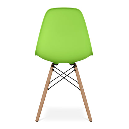 Green And Natural Heavy Duty Plastic And Wood Dining Side Chair