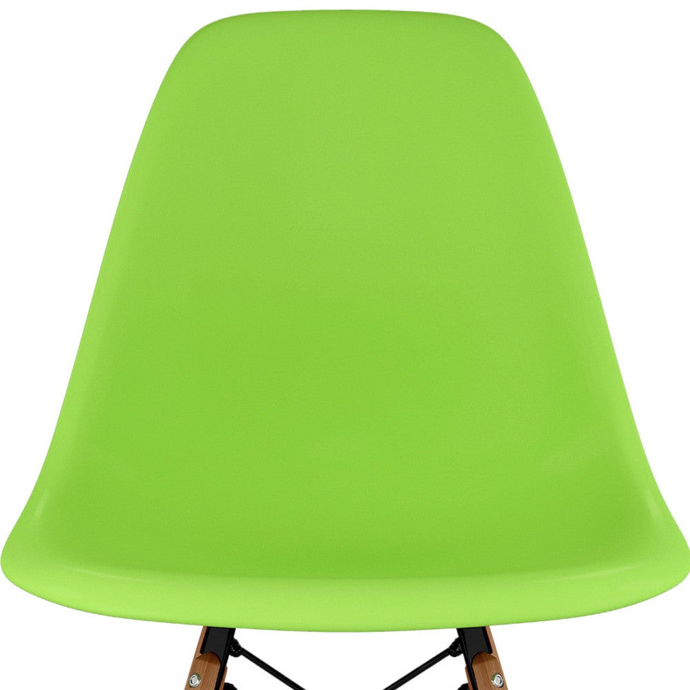 Green And Natural Heavy Duty Plastic And Wood Dining Side Chair